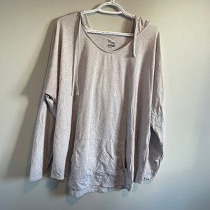 Old Navy White and grey stripped UltraLite Hooded Performance Top for Women XXL